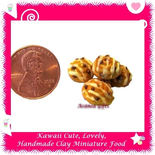 MINIATURE WALNUT PECAN COOKIES SET - HANDCRAFTED FOOD FOR DOLLS HOUSE OR MINIATURISTS ECDMF-CC2004