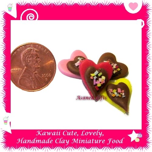 CHOCOLATE VALENTINE HEARTS SET - HANDCRAFTED FOOD FOR MINIATURISTS (ECDMF-CC4003)