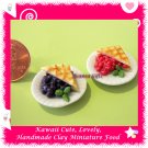 BERRY CHERRY BLUEBERRY PIE SET - CLAY MINIATURE FOOD FOR DOLLS HOUSE OR MINIATURISTS ECDMF-MP2001