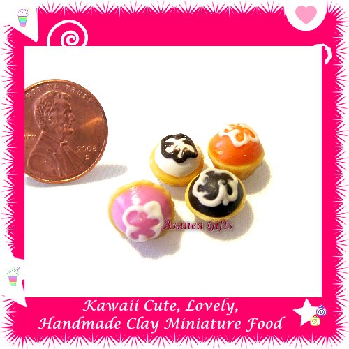 DOLLHOUSE MINIATURE ASSORTED FRUIT CUPCAKES SET OF 4 PCS (ECDMF-CC4009)