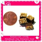 DOLLHOUSE CLAY CHOCOLATE BROWNIE SQUARES NUT TOPPING - 4 PCS (ECDMF-CC4004)