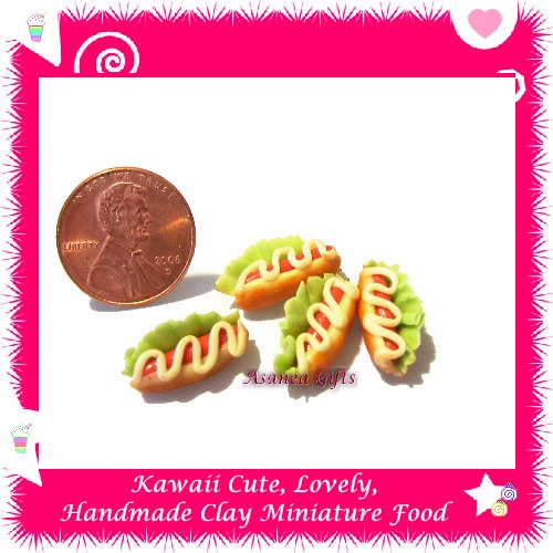 DOLLS HOUSE MINI CLAY HOT DOG BUNS SET OF 4 PCS (ECDMF-CC3011)