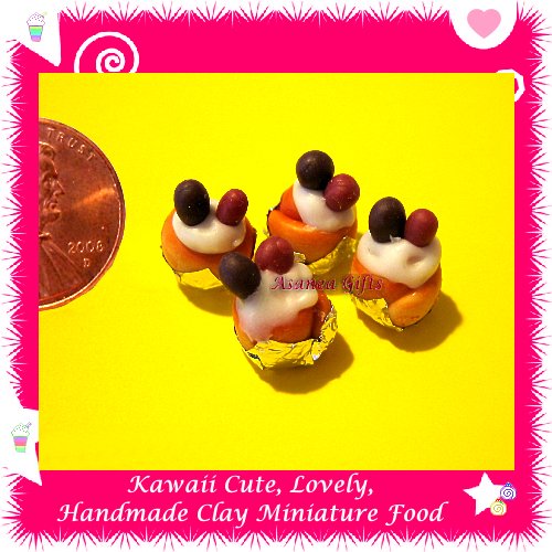 DOLLS MINI BREAD PASTRY - BERRY BERRY TARTS 4 PCS (ECDMF-CC103)