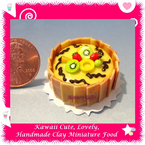 DOLLHOUSE MINIATURE PINEAPPLE FRUIT CAKE W/ CHOCOLATE (ECDMF-CK3022)
