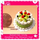 DOLLHOUSE MINIATURE GREEN TEA BIRTHDAY CAKE W/ TROPICAL FRUIT (ECDMF-CK3013)