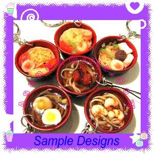 FOOD JEWELRY - BOWL OF ASIAN NOODLE PENDANT KEY CHAIN KEYCHAIN WITH FREE SHIPPING