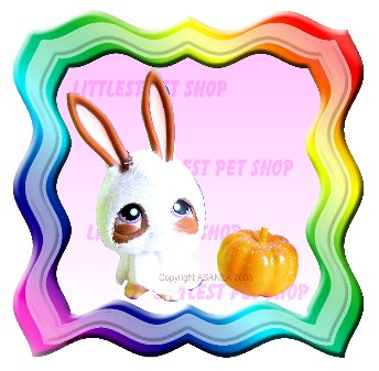 LITTLEST PET SHOP LOOSE FIGURE - HALLOWEEN GHOULISH GHOST BUNNY # 435 FREE MINI PUMPKIN ! BRAND NEW