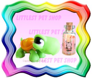 NEW LITTLEST PET SHOP LOOSE FIGURE - JACK O' LANTERN GREEN TURTLE # 433 FREE MINI MESSAGE BOTTLE !