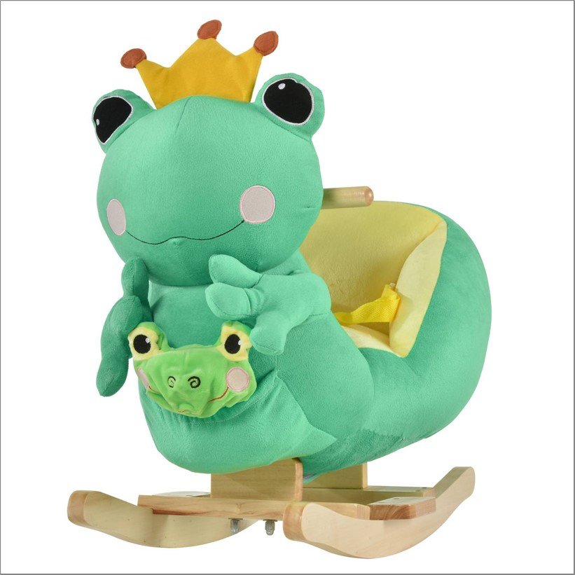 Qaba Kids Ride On Rocking Horse Toy Frog Style Rocker with Fun Music ...