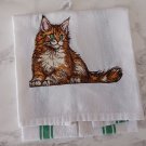 GINGER CAT – Embroidered Tea Towel Kitchen Towel Dish Towel
