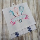 SKETCHED KITCHEN UTENSILS – Embroidered Tea Towel Kitchen Towel Dish Towel