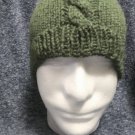 Unisex Olive Knitted Cable Beanie