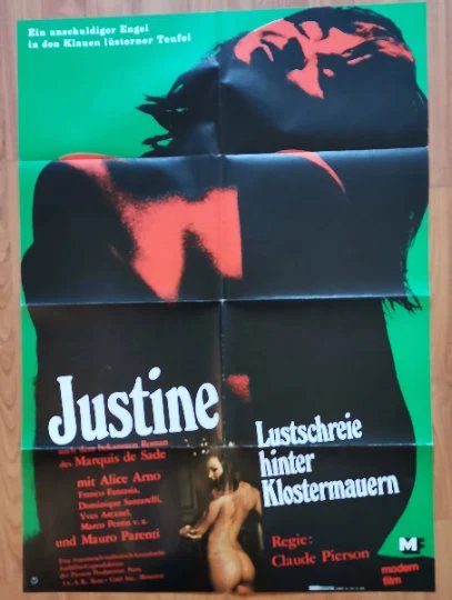 Justine de Sade, Alice Arno, Yves Arcanel, Erotic, Cinema Poster 1972