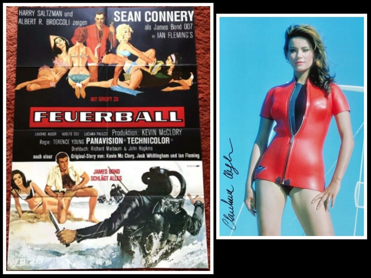 Thunderball, RR Movie Poster 80s, + Claudine Auger Original Autograph