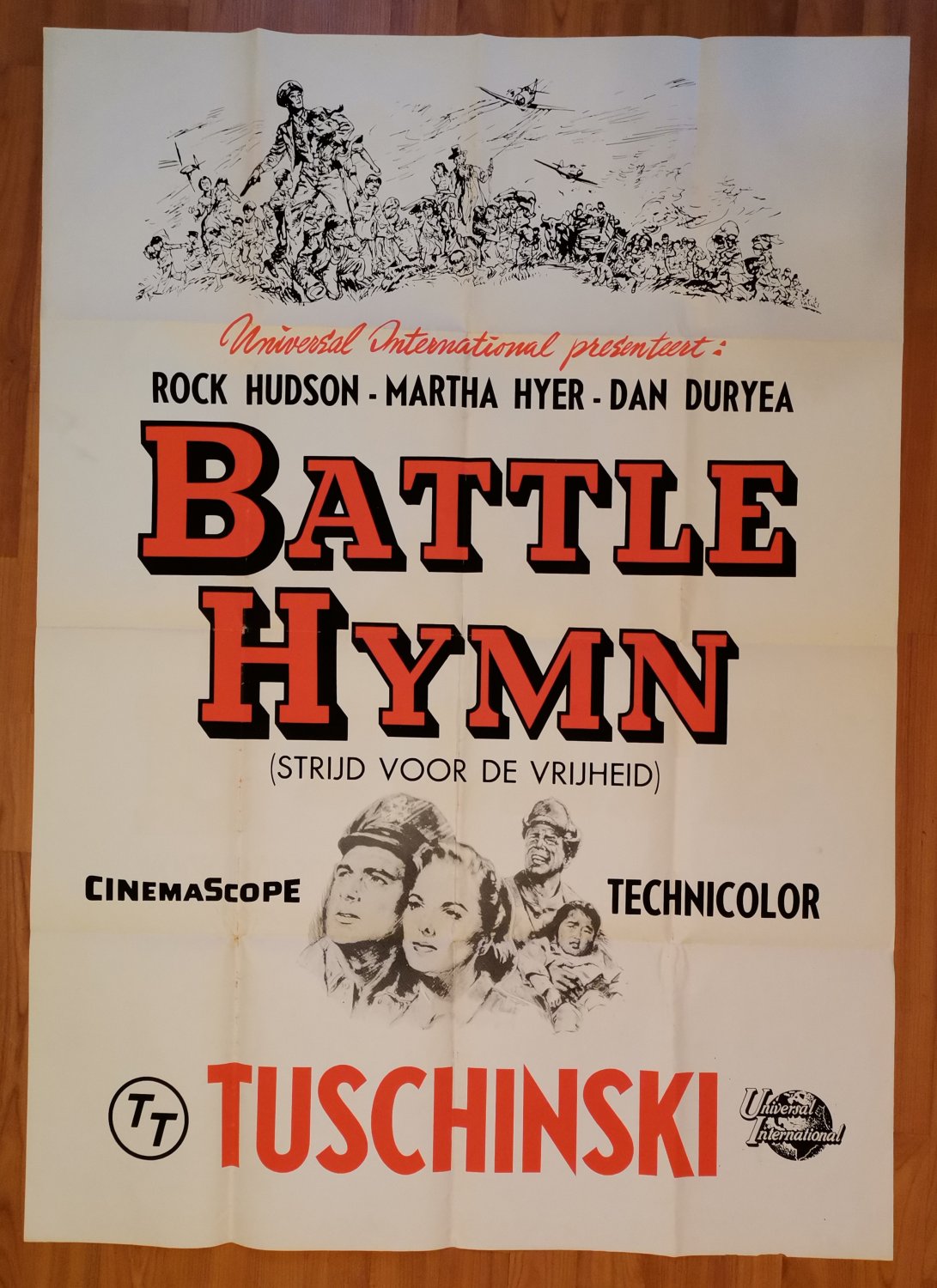 Battle Hymn, Rock Hudson, Martha Hyer, Holland Cinema Poster 1957