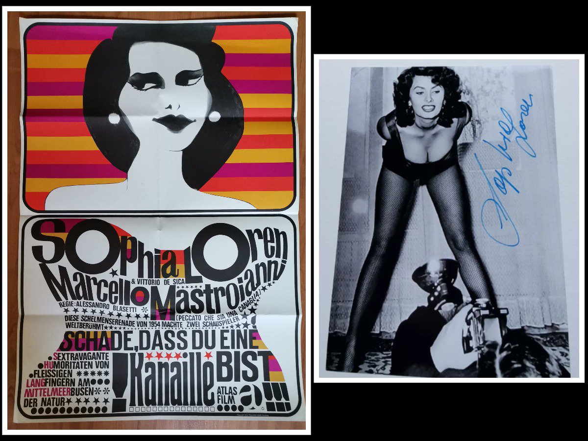 Too bad she's bad, Movie Poster 1961 + Sophia Loren Original Autograph