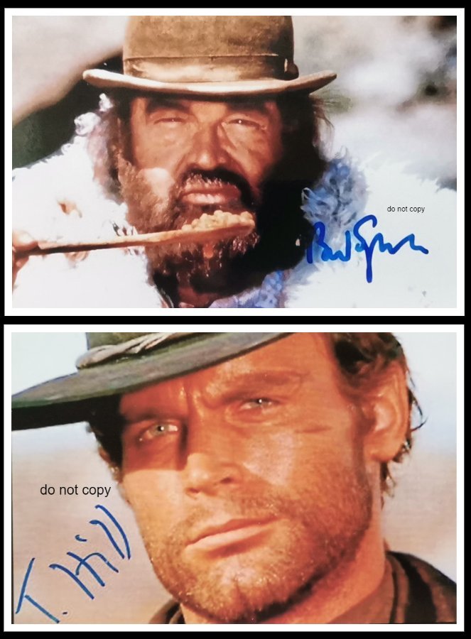 Bud Spencer, Terence Hill, Reprint Autograph Photo, Lot of 2