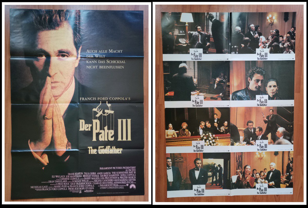 The Godfather III, Al Pacino, Diane Keaton, Movie Poster 1990 + 8x Lobbycards