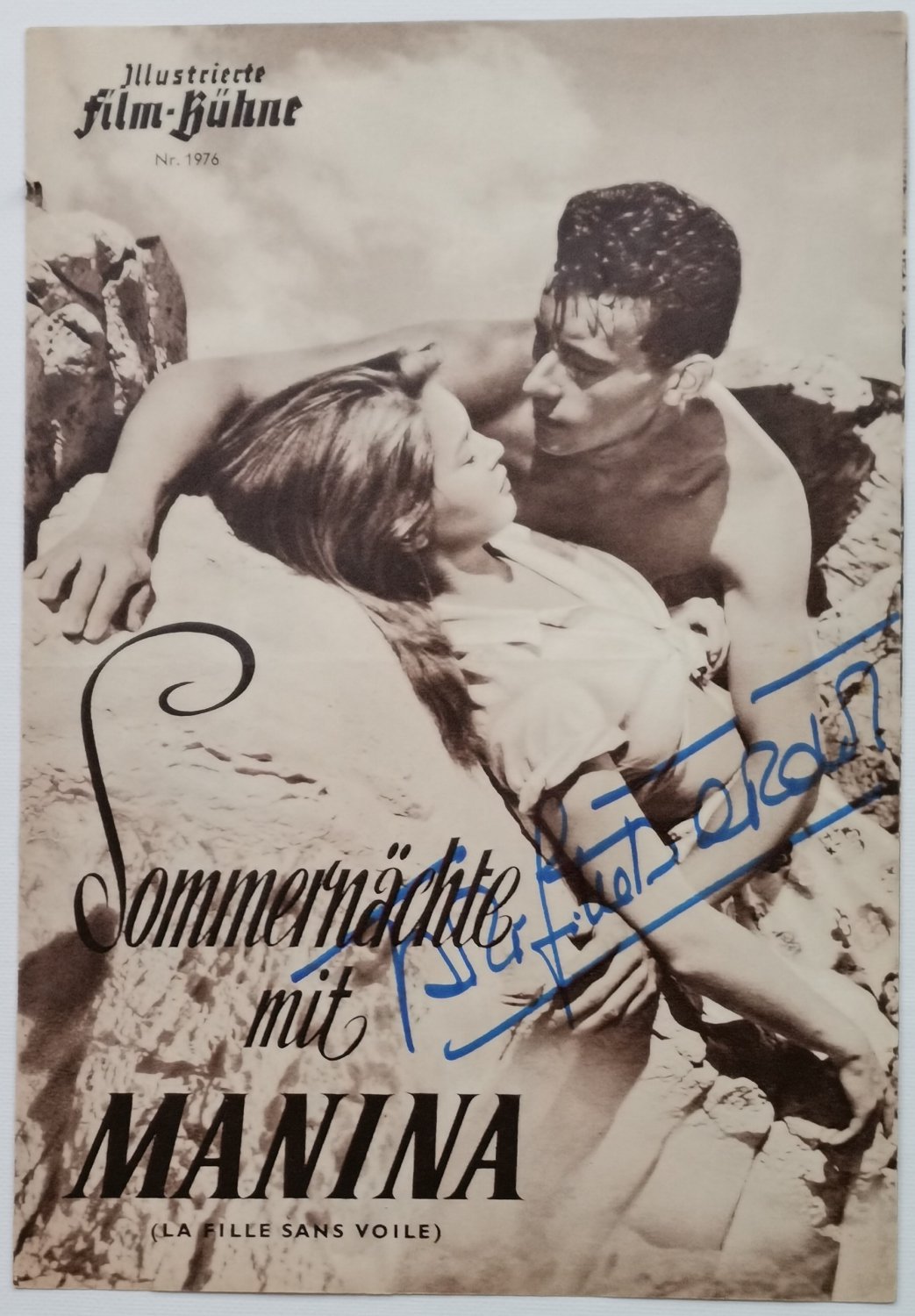 Brigitte Bardot, The Girl in the Bikini (Manina), Autograph, Signed in Person on Film Programm 50s