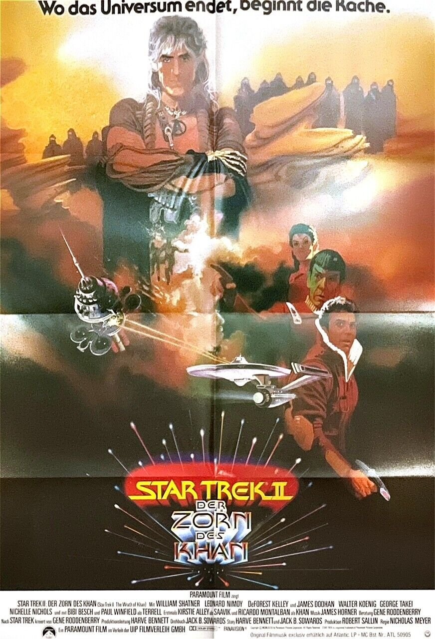 Star Trek II: The Wrath of Khan, William Shatner, Leonard Nimoy, Movie Poster 1982 - 33x23