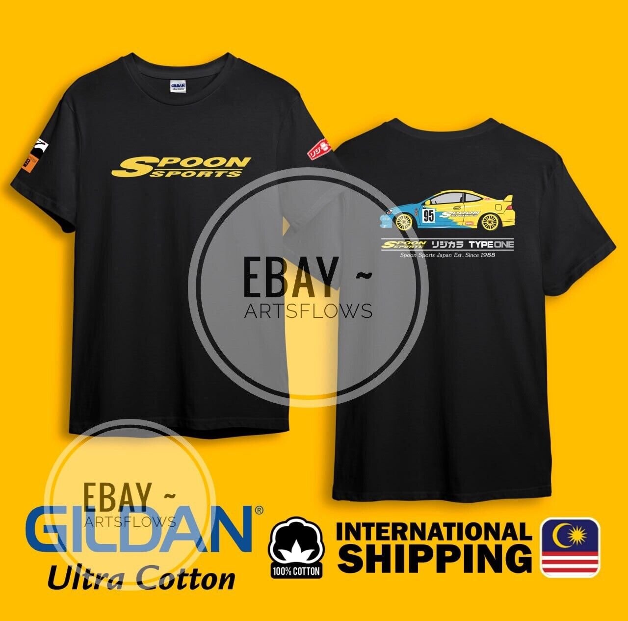 Integra DC5 RSX Type R Spun Sports JDM Black Heavy Cotton Size S-3XL T-shirt