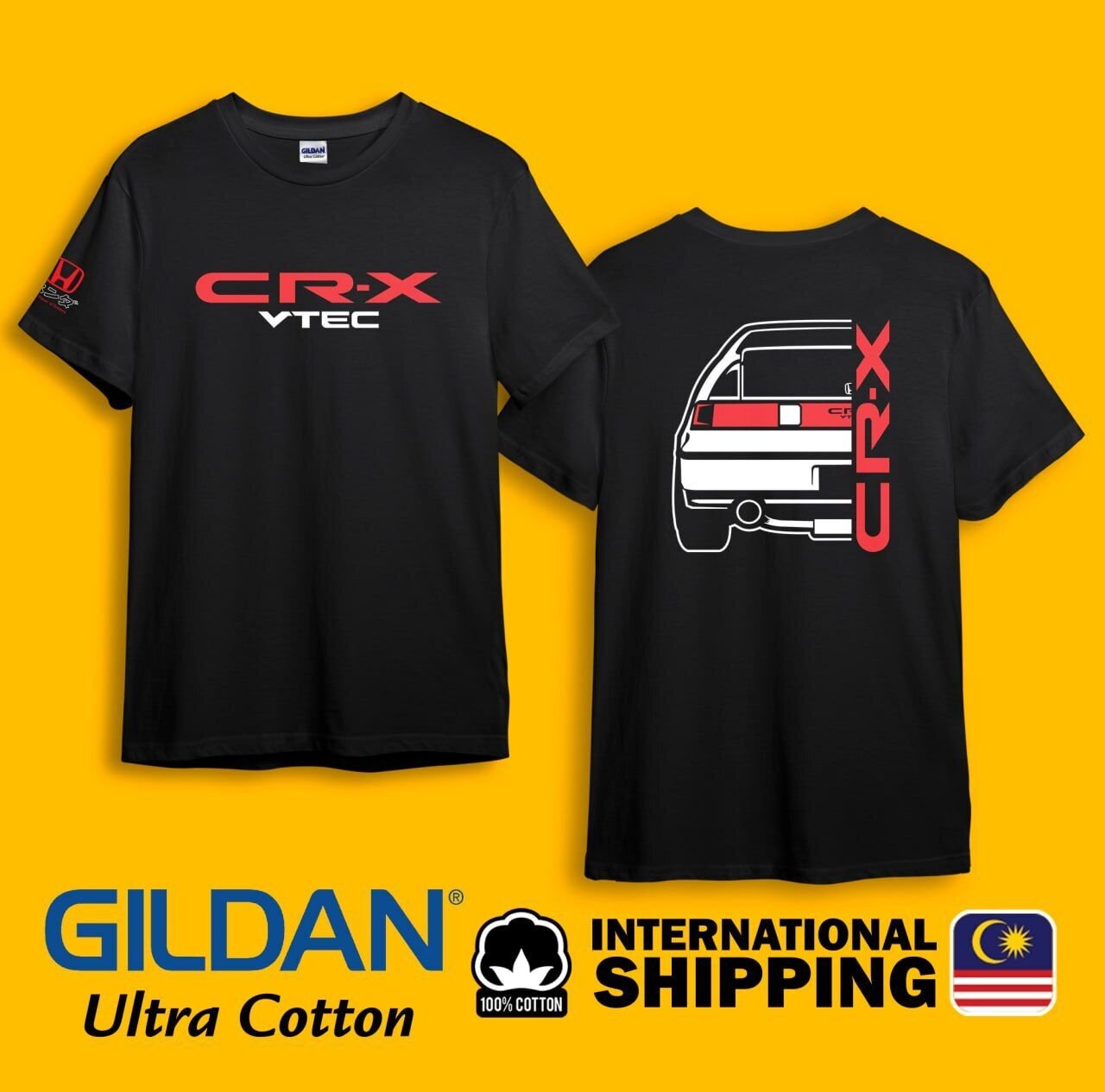 CRX VTEC JDM Car Wheels Black Heavy Cotton Size S-3XL T-shirt