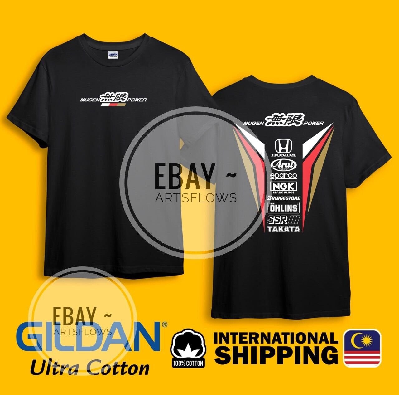 Mo gen Power Type 4 Civic Accord JDM Black Heavy Cotton Size S-3XL T-shirt