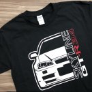 Nis saan Skyline GT-R34 Car JDM Front View Black Heavy Cotton Size S-3XL T-shirt