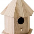 Plaid Wood Surface Crafting Birdhouse, Gazebo,Brown