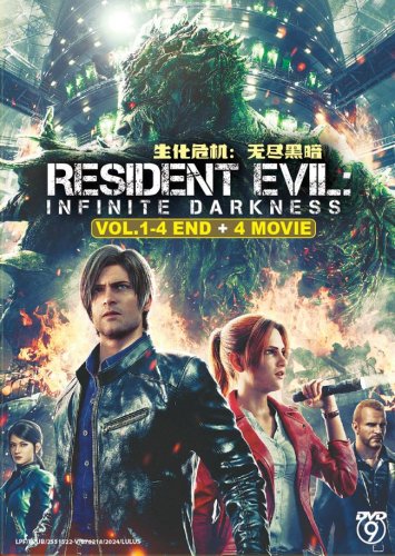 Resident Evil Infinite Darkness Vol.1-4 End + 4 Movie English Cartoon Anime DVD Region All