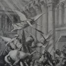 Antique Gustave Dore Art Print Angels Battle Pegasus Mythology Religious 1880