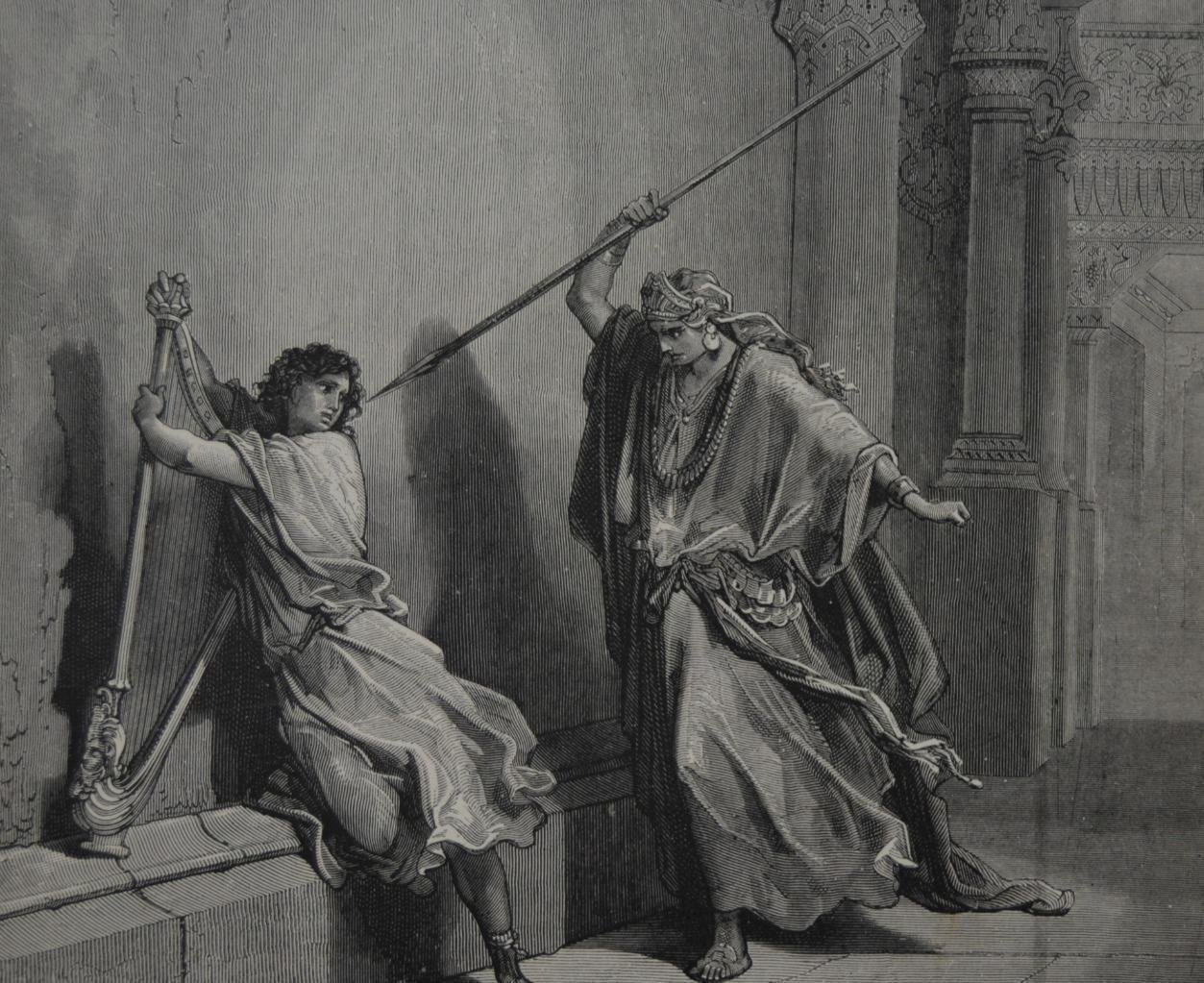 Gustave Dore Christian Art Saul and David Antique Original 1880