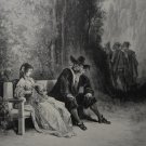 Antique Gustave Dore Art Print La Fontaine's The Maiden Original 1880
