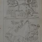 Ancient Greek Mythology Art Engraving Antique 1820's Chariots and Gods