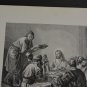 Antique Religious Art Jesus Eats With The Sinners Christianity Original 1875