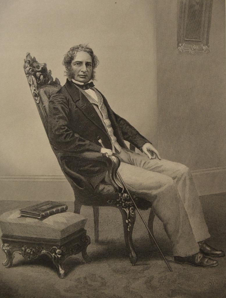 Antique American Author Henry Wadsworth Longfellow Original 1860 Engraving