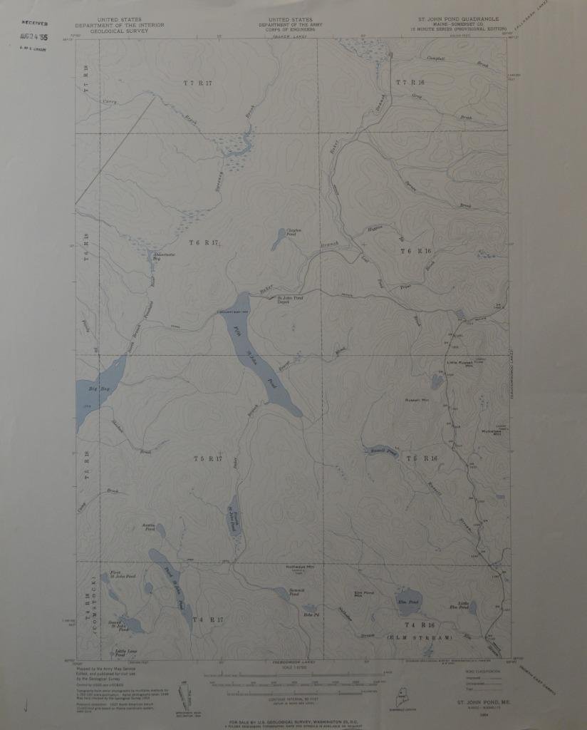 USGS Topographic Map St John Pond Maine Antique Original Printed 1954 16x20