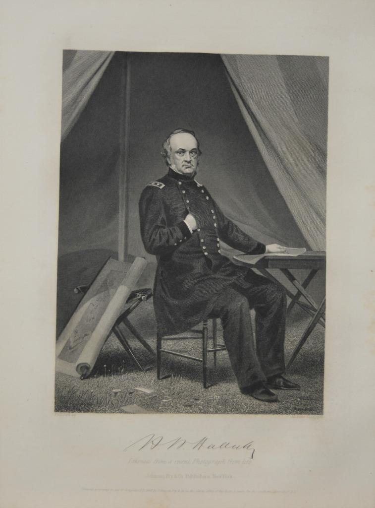 Antique US Civil War General Henry Halleck Engraving Original 1863 Art ...