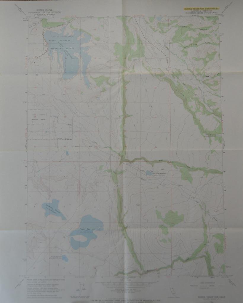 Dorris Reservoir California USGS Topographic Map Vintage Printed 1971
