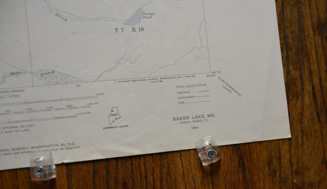 USGS Topographic Map Baker Lake Maine Antique Original Printed 1954