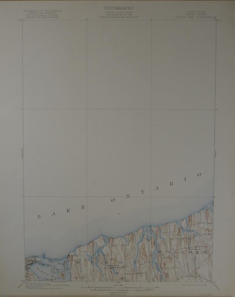 Sodus Bay New York Map Antique USGS Topographic Map Printed 1921 16x20 Art