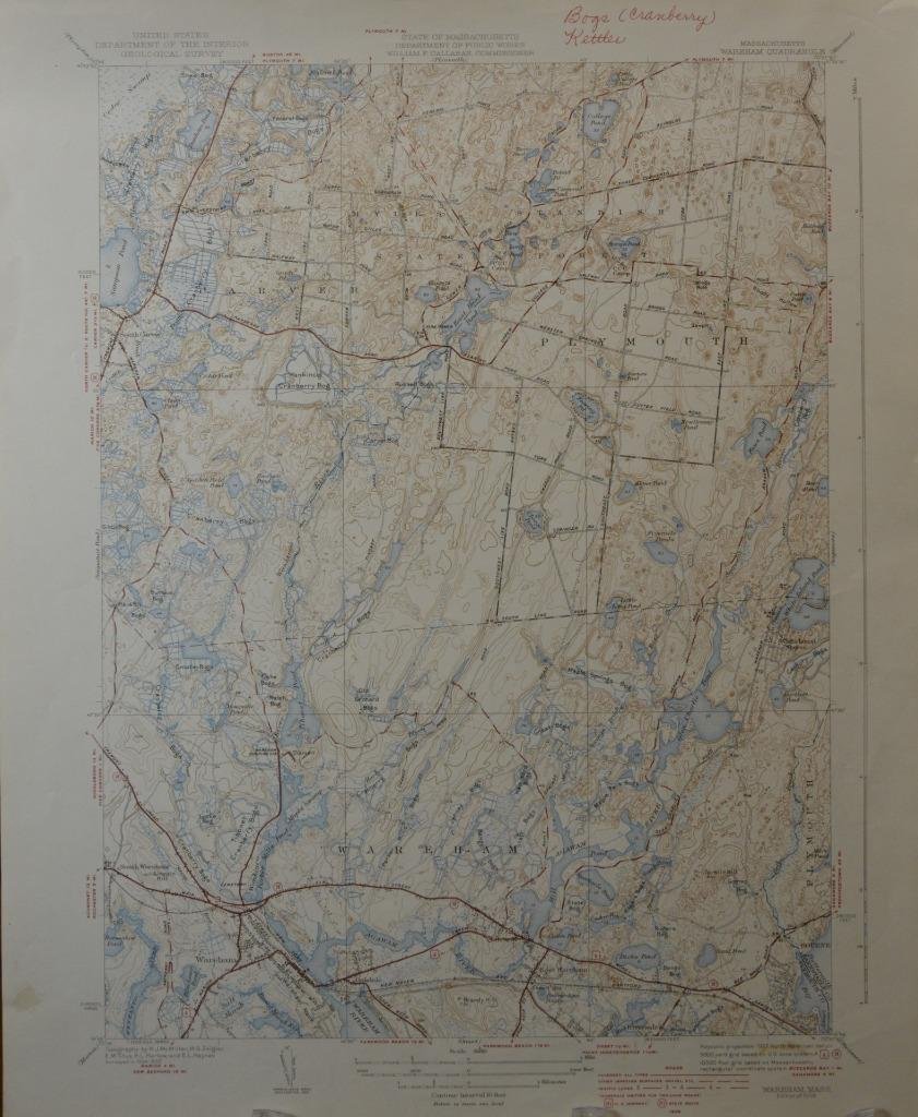USGS Topographic Map Wareham Massachusetts Antique Printed 1939 16x20 Wall Art
