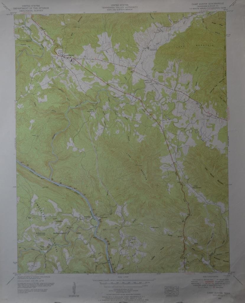 Camp Austin Tennessee Vintage TVA Topographic Map 1952 Printed 1955 22x27