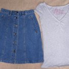 LIZ WEAR CLAIBORNE Jean Skirt & HOLLISTER Top Outfit 4