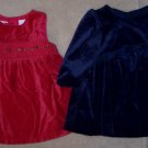 LOT/2 Christmas Holiday Velvety Dress Dresses 12M