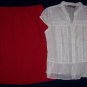TR BENTLEY Red Skirt APT 9 White Eyelet Top 9/10 M