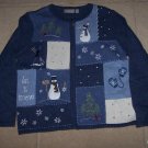 NWT CROFT & BARROW Zip Front Snowman Sweater PM