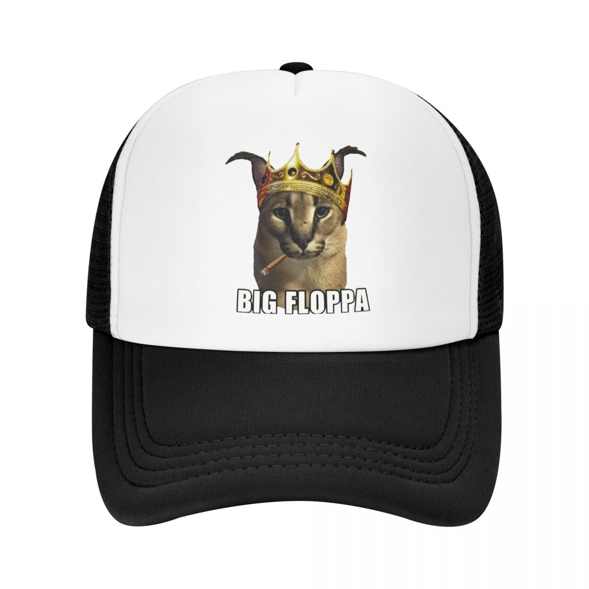 Big Floppa Rapper King Crown Poppa Meme Trucker Hat Caracal Cat ...