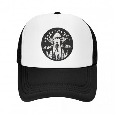 I Want To Believe Alien Space UFO Baseball Cap Trucker Hat Caps Snapback  CHats