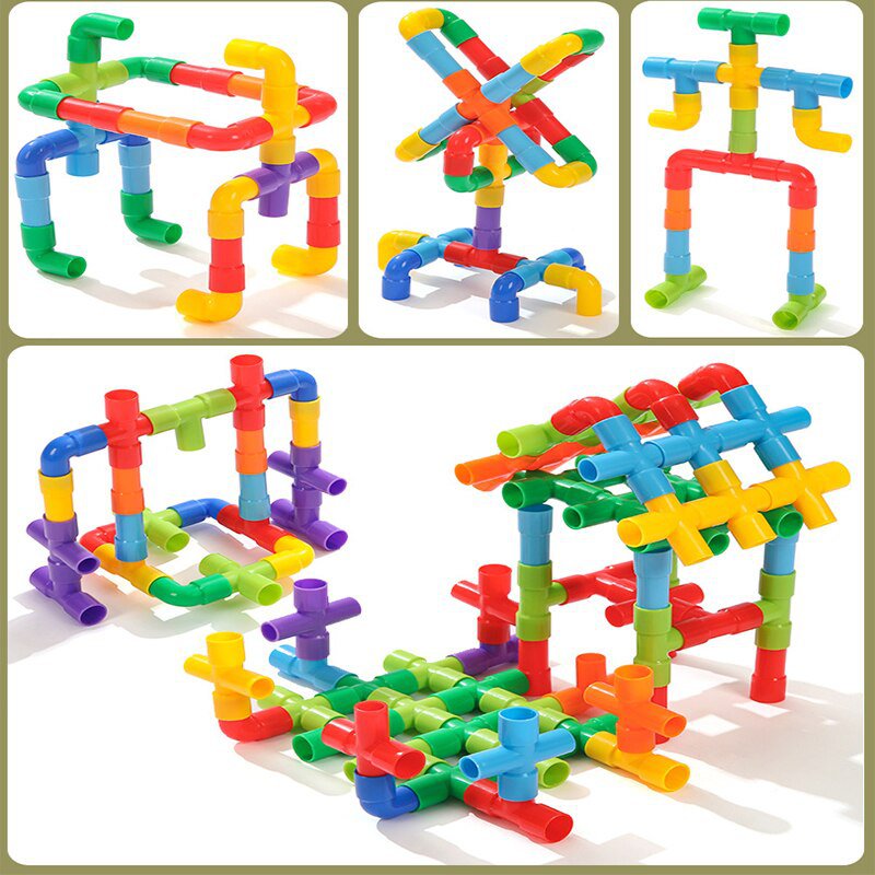 Montessori Construction Water Pipe Building Blocks Toys Plastic DIY ...